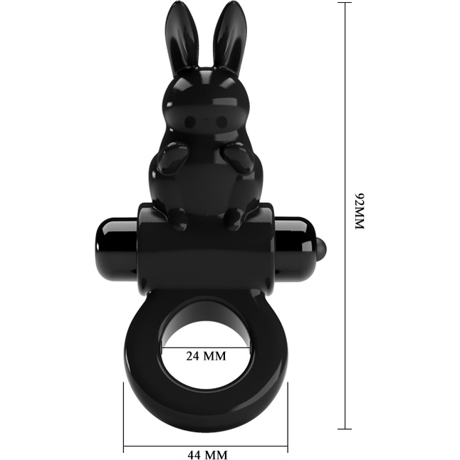 Черное эрекционное кольцо со стимулятором клитора в виде кролика Exciting ring - Pretty Love. Фотография 4.