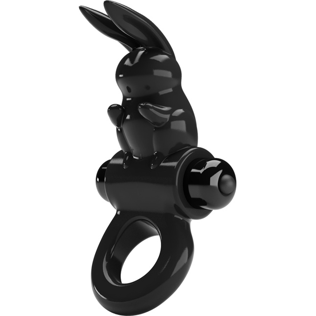 Черное эрекционное кольцо со стимулятором клитора в виде кролика Exciting ring - Pretty Love