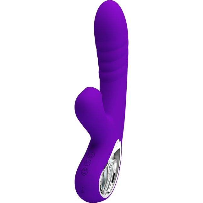 Фиолетовый вибратор Jersey с вакуумной стимуляцией - 21,8 см - Pretty Love