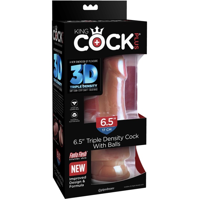 Кофейный фаллоимитатор на присоске 6,5 Triple Density Cock - 20,3 см - King Cock Plus. Фотография 6.