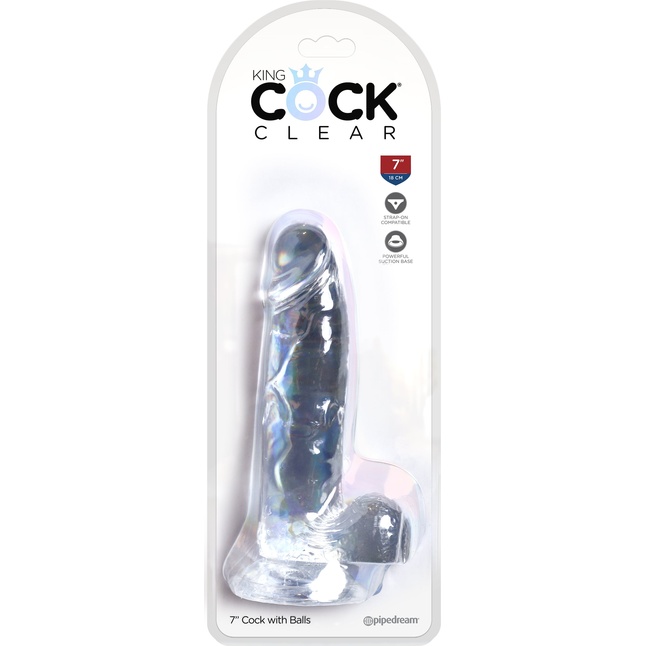Прозрачный фаллоимитатор 7 Cock with Balls - 20,3 см - King Cock Clear. Фотография 5.