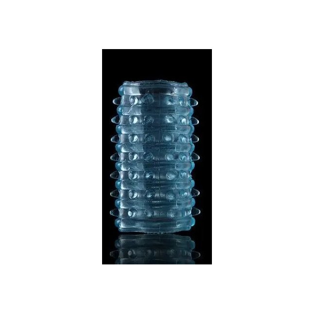 Голубая силиконовая насадка на член с мягкими усиками - 4,5 см