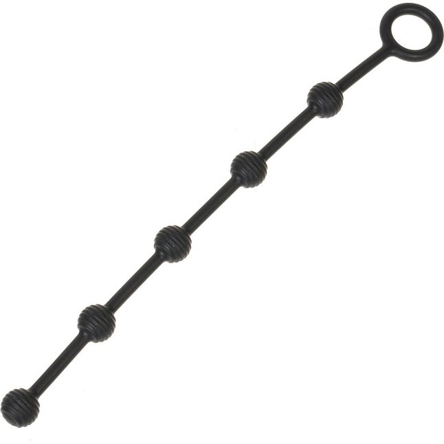 Черная анальная цепочка с кольцом - 30 см