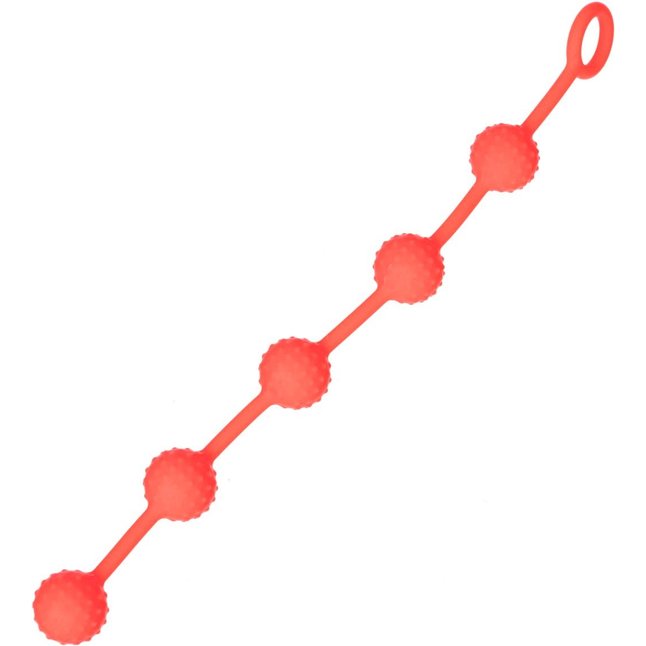 Красная анальная цепочка с кольцом - 30 см