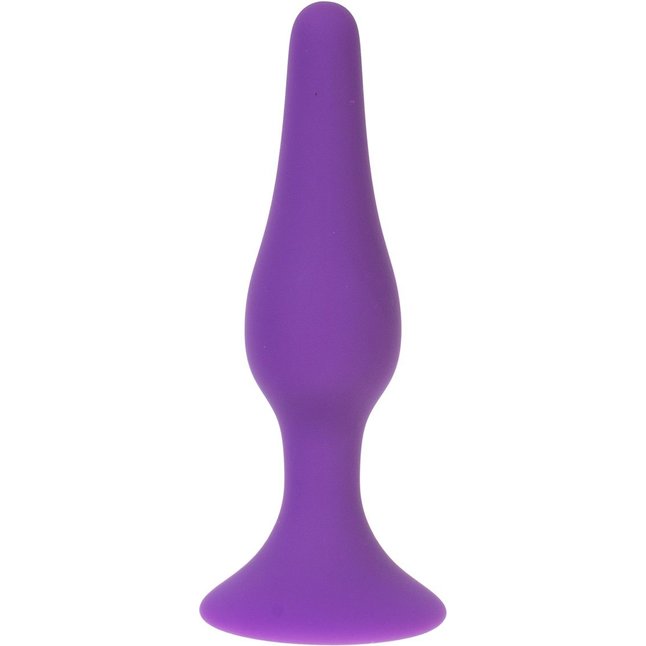 Фиолетовая силиконовая анальная пробка размера S - 10 см