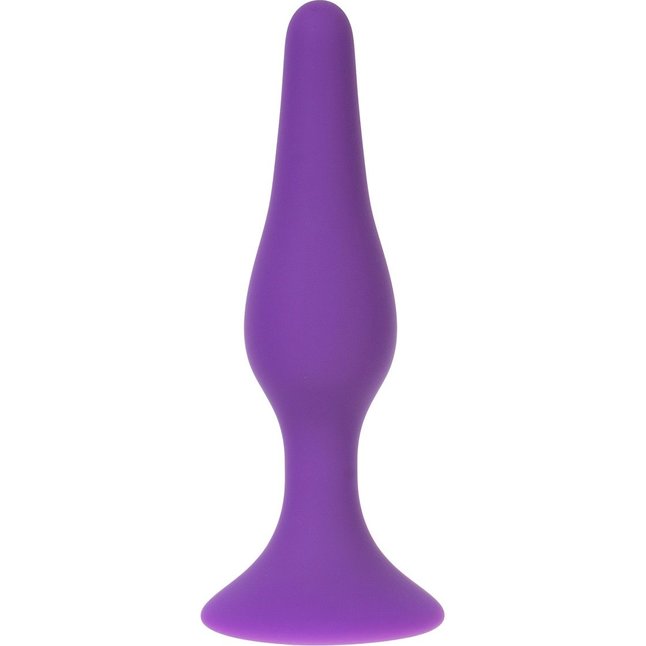 Фиолетовая силиконовая анальная пробка размера M - 11 см