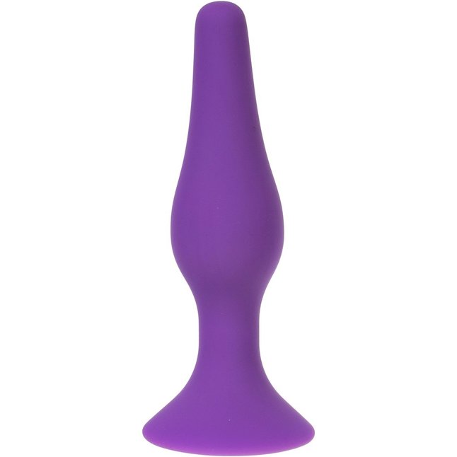 Фиолетовая силиконовая анальная пробка размера L - 12,2 см
