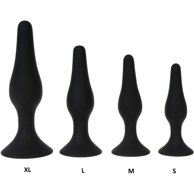 Черная силиконовая анальная пробка размера M - 11 см. Фотография 3.