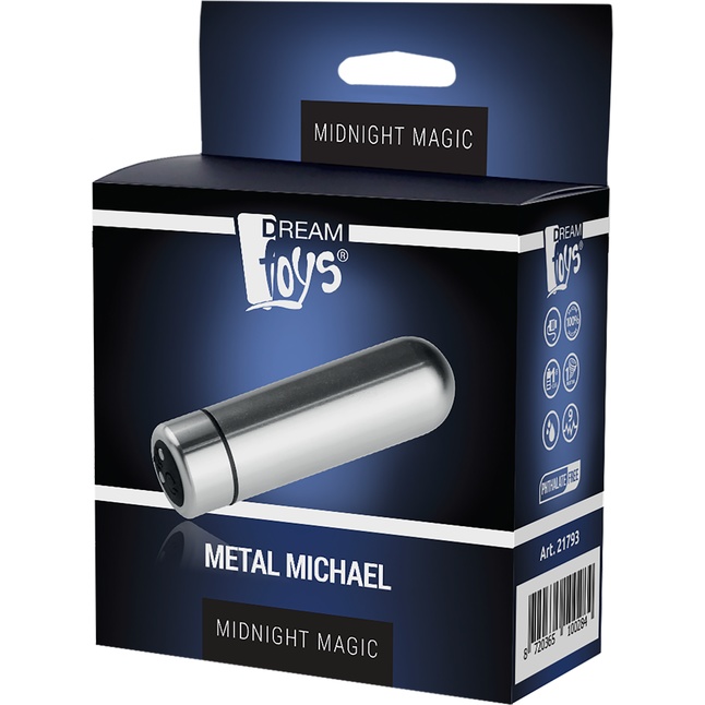 Металлическая водонепроницаемая вибропуля Metal Michael - 6,9 см - Midnight Magic. Фотография 2.