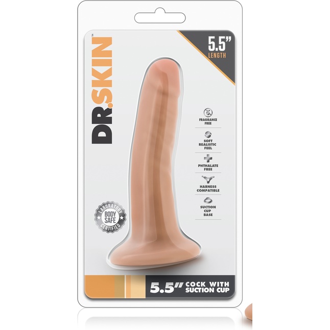 Телесный фаллоимитатор на присоске 5.5 Inch Cock With Suction Cup - 14 см - Dr. Skin. Фотография 6.