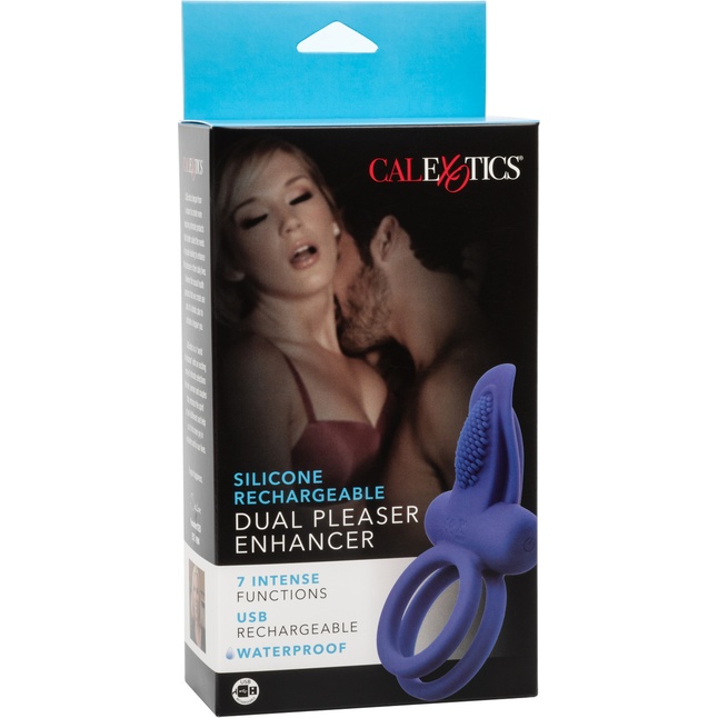 Синее перезаряжаемое эрекционное кольцо Silicone Rechargeable Dual Pleaser Enhancer - Couples Enhancers. Фотография 9.