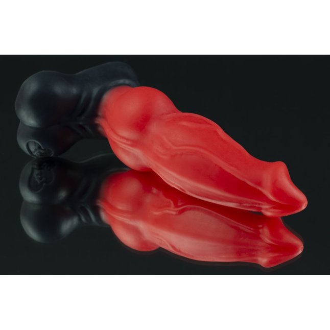 Красно-черный фаллоимитатор собаки Дог mini - 18 см