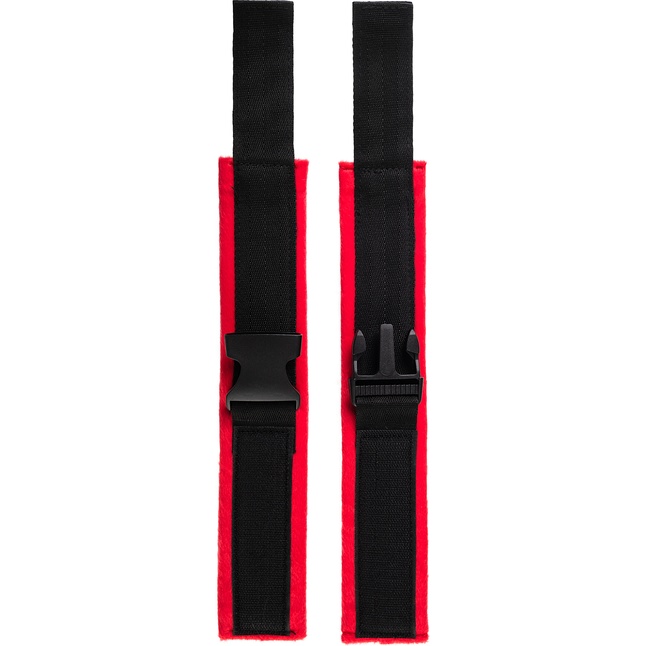 Красно-черные велюровые наручники Anonymo - Anonymo. Фотография 7.