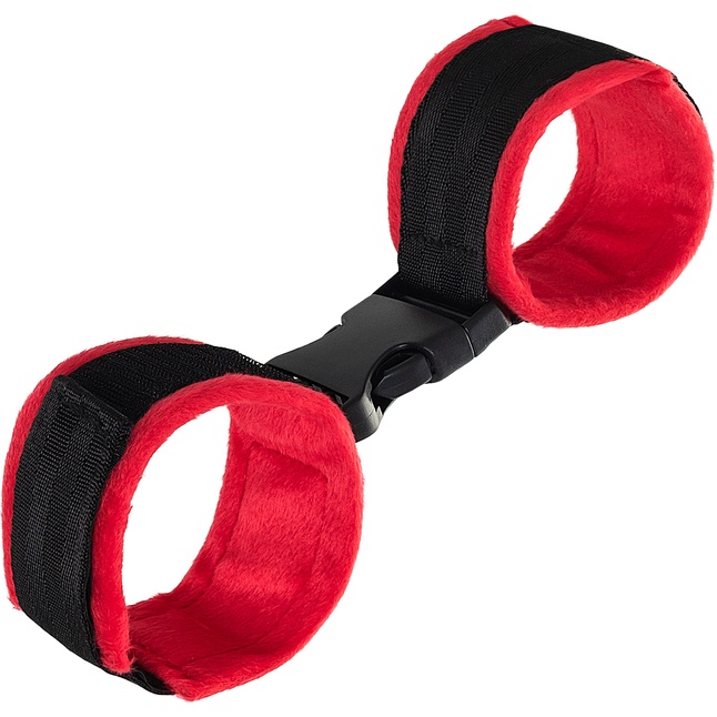 Красно-черные велюровые наручники Anonymo - Anonymo