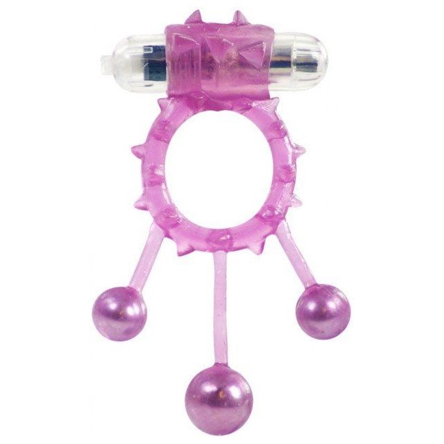 Фиолетовое эрекционное виброкольцо Ball Banger Cock