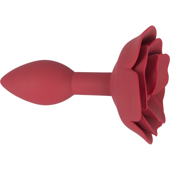 Красная анальная пробка с ограничительным основанием в виде розы - 10,7 см - You2Toys. Фотография 4.