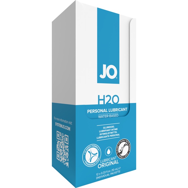 Лубрикант на водной основе JO Personal Lubricant H2O - 12 саше по 10 мл - JO H2O Classic. Фотография 2.