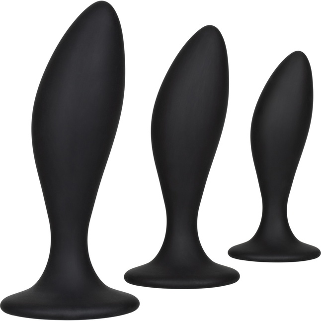 Набор из трех черных анальных пробок Silicone Anal Curve Kit - Anal Toys