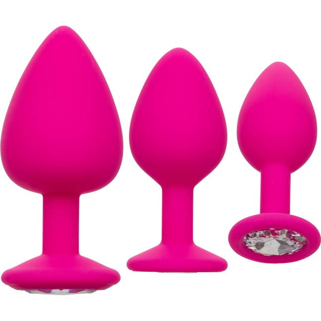 Набор из трёх розовых анальных пробок с кристаллом Cheeky Gems - Anal Toys