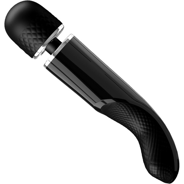 Черный мощный жезловый вибратор с изогнутой ручкой Charming Massager - 24 см - Pretty Love. Фотография 4.