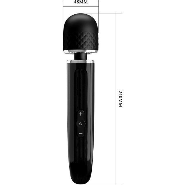 Черный мощный жезловый вибратор с изогнутой ручкой Charming Massager - 24 см - Pretty Love. Фотография 6.