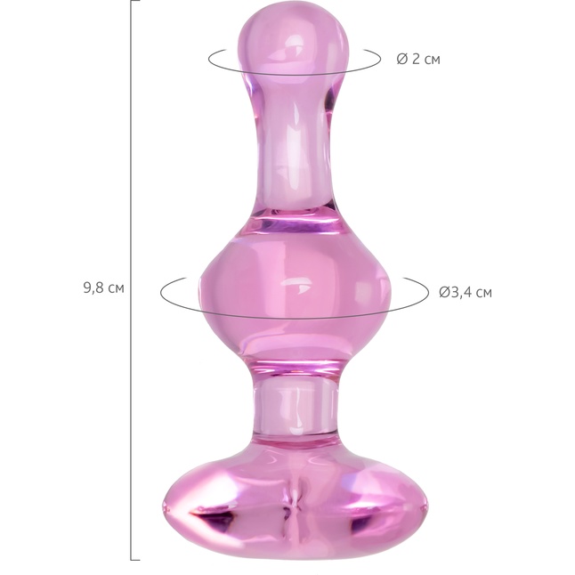 Розовая фигурная анальная втулка - 9,8 см - Sexus Glass. Фотография 4.