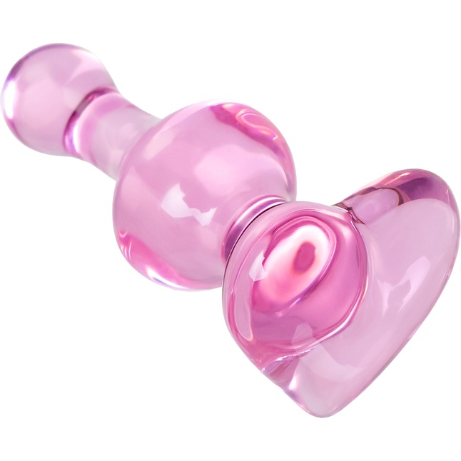 Розовая фигурная анальная втулка - 9,8 см - Sexus Glass. Фотография 6.