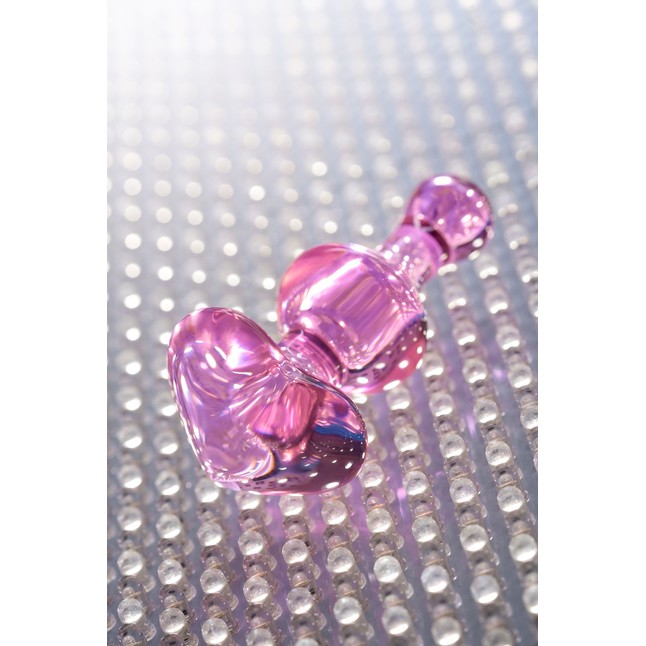 Розовая фигурная анальная втулка - 9,8 см - Sexus Glass. Фотография 9.