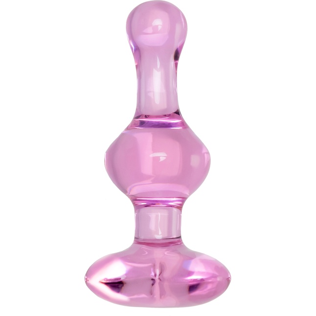 Розовая фигурная анальная втулка - 9,8 см - Sexus Glass