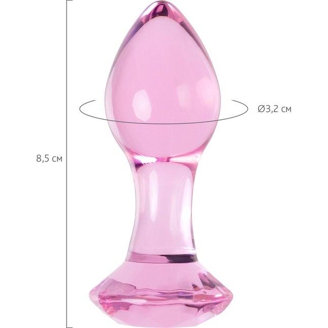 Розовая анальная втулка из стекла - 8,5 см - Sexus Glass. Фотография 4.