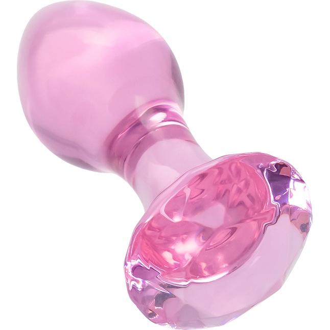 Розовая анальная втулка из стекла - 8,5 см - Sexus Glass. Фотография 6.