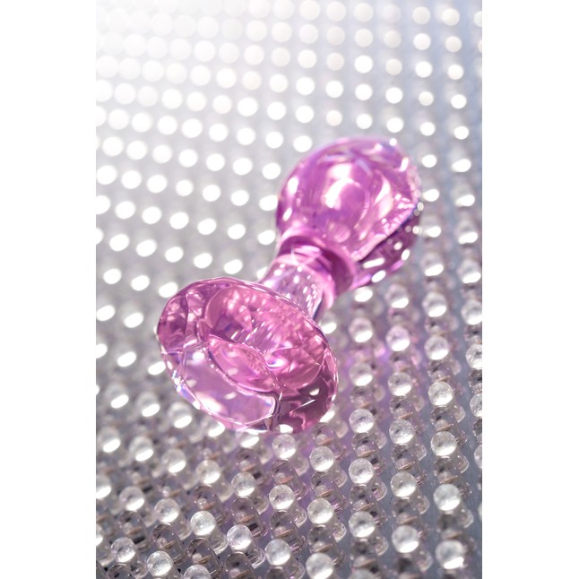 Розовая анальная втулка из стекла - 8,5 см - Sexus Glass. Фотография 9.