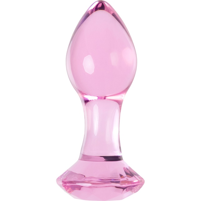 Розовая анальная втулка из стекла - 8,5 см - Sexus Glass
