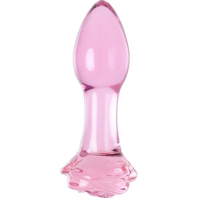 Розовая анальная втулка из стекла - 12,6 см - Sexus Glass