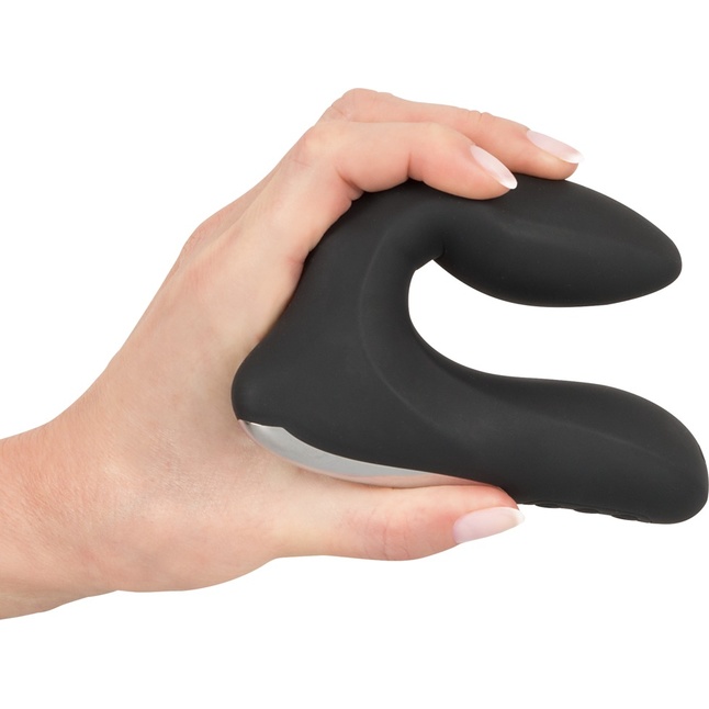 Черная анальная втулка с вибрацией и функцией расширения Inflatable Vibrating Prostate Plug. Фотография 3.