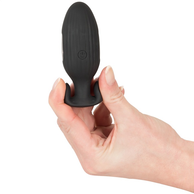 Черная анальная втулка с вибрацией и электростимуляцией Vibrating E-Stim Butt Plug - 9,2 см. Фотография 3.