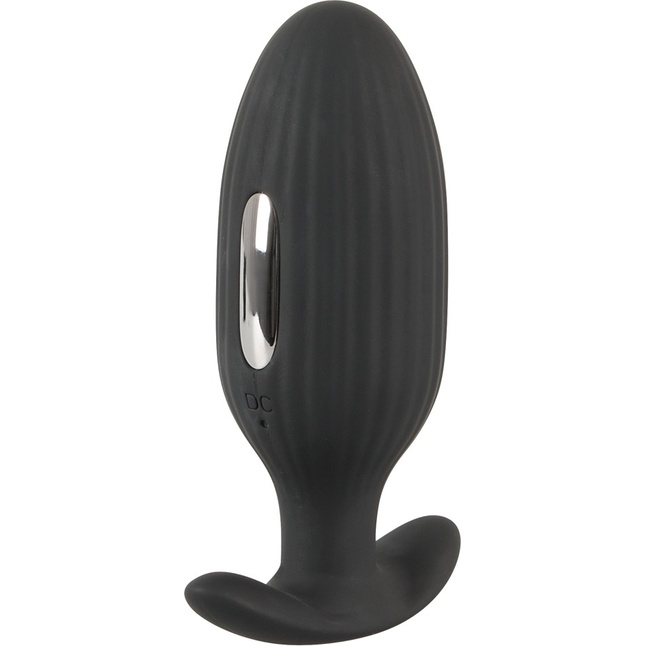 Черная анальная втулка с вибрацией и электростимуляцией Vibrating E-Stim Butt Plug - 9,2 см