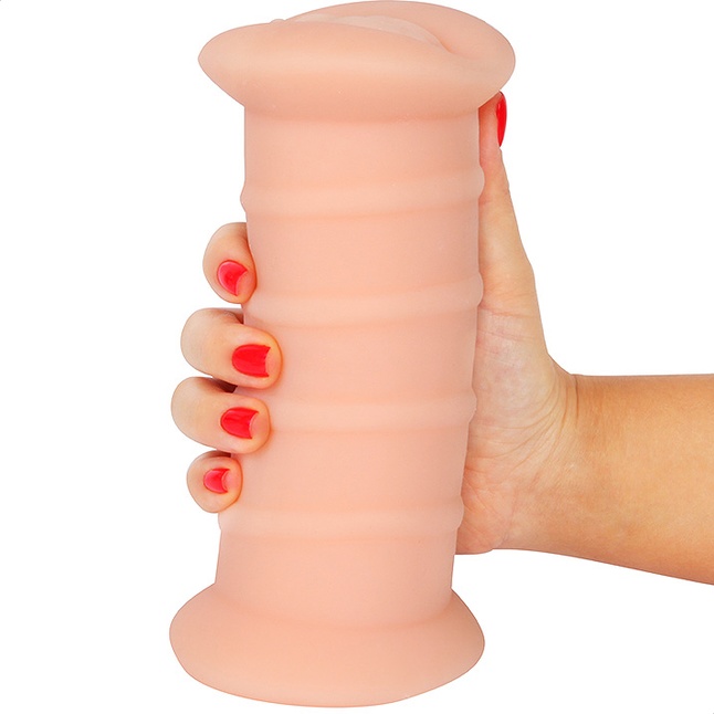 Телесный вибромастурбатор-вагина с комплектом эрекционных колец - SEXY GIRL FRIEND. Фотография 2.