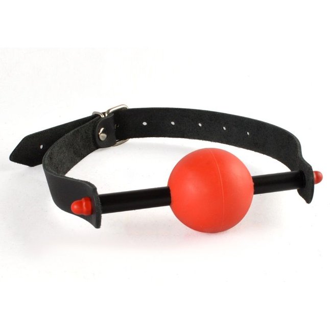 Черный кляп с красным шариком-трензелем - BDSM accessories