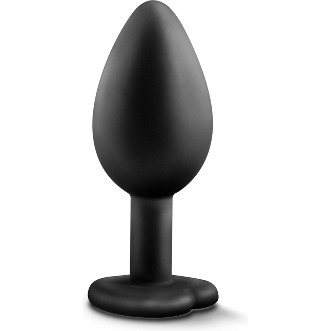 Черная анальная втулка с прозрачным кристаллом в виде сердечка Bling Plug Small - 7,6 см - Temptasia. Фотография 4.