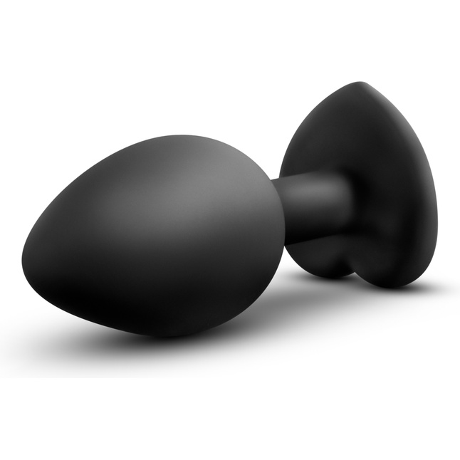 Черная анальная втулка с прозрачным кристаллом в виде сердечка Bling Plug Small - 7,6 см - Temptasia. Фотография 5.
