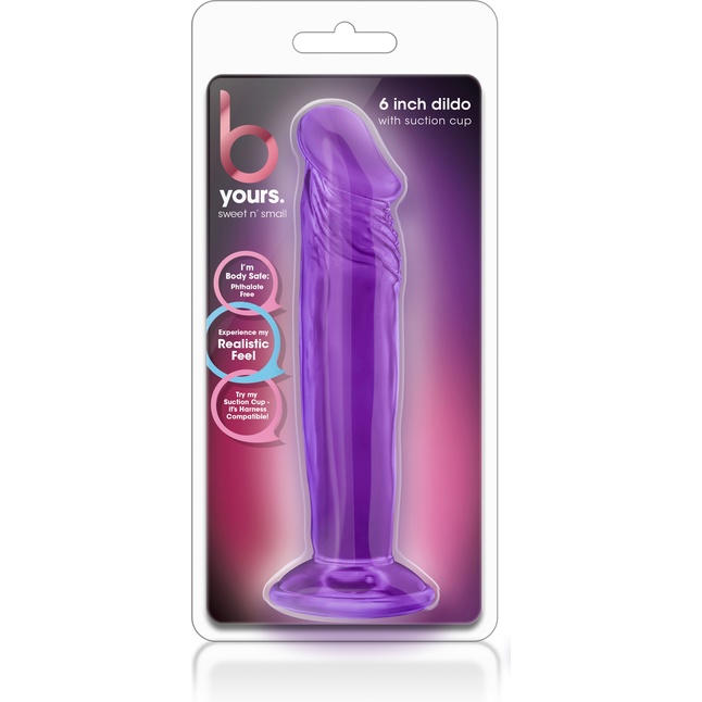 Фиолетовый анальный фаллоимитатор Sweet N Small 6 Inch Dildo With Suction Cup - 16,5 см - B Yours. Фотография 2.