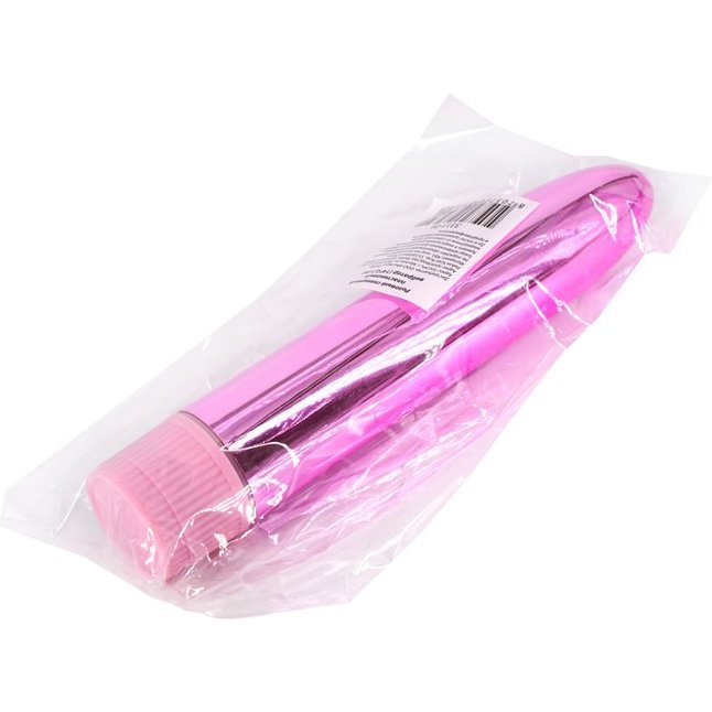 Розовый глянцевый пластиковый вибратор - 14 см. Фотография 5.