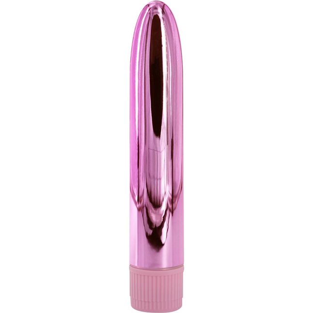 Розовый глянцевый пластиковый вибратор - 14 см