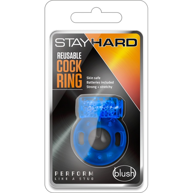 Голубое эрекционное виброкольцо Reusable Cock Ring - Stay Hard. Фотография 2.
