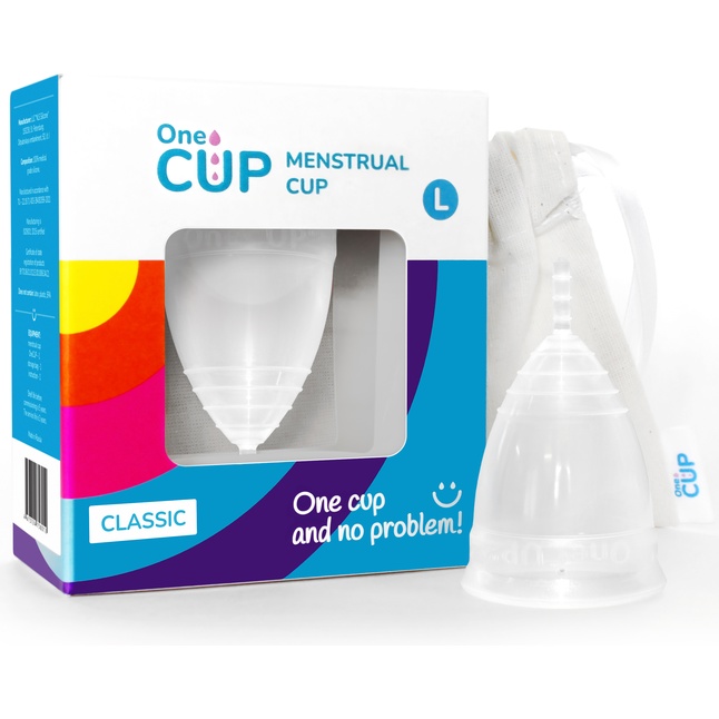Прозрачная менструальная чаша OneCUP Classic - размер L. Фотография 2.