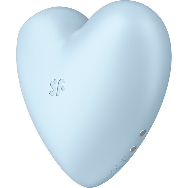 Голубой вибромассажер Cutie Heart с вакуум-волновой стимуляцией. Фотография 6.