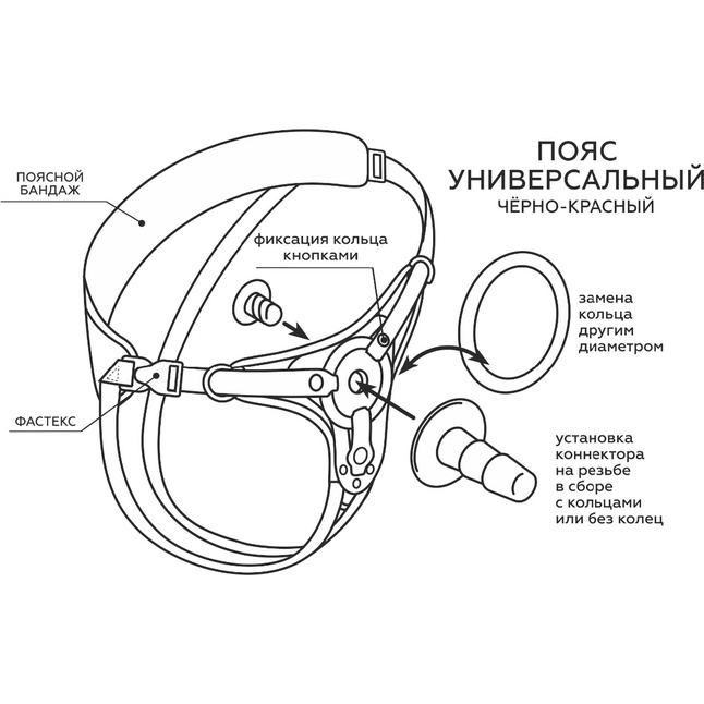 Красно-черные универсальные трусики с 2 способами крепления насадок. Фотография 9.