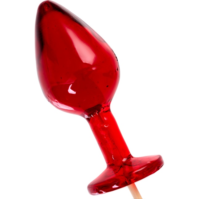 Красный леденец в форме большой анальной пробки со вкусом виски. Фотография 2.