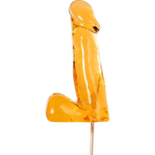 Оранжевый леденец в форме пениса со вкусом аморетто. Фотография 5.